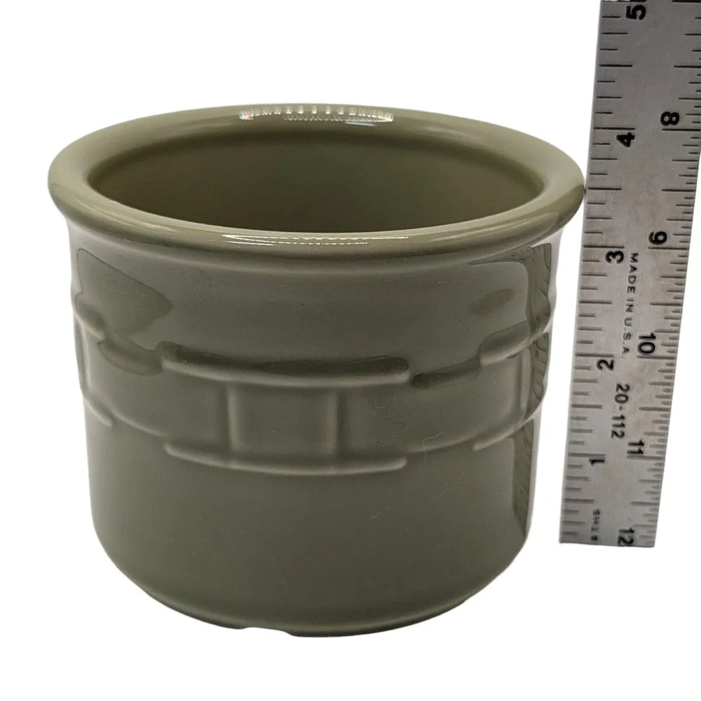 Longaberger‎ Pottery Crock One Pint Woven Traditions Green Textured USA No Lid